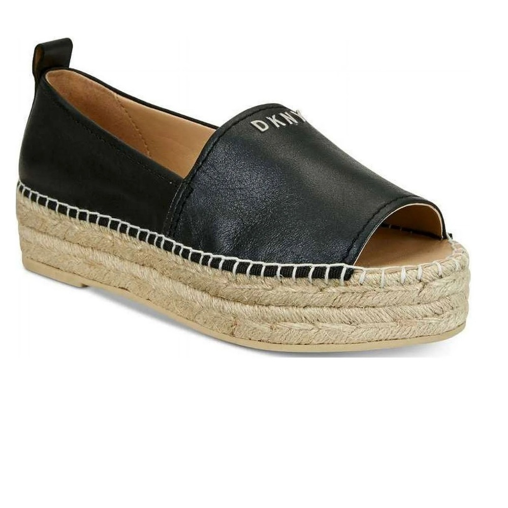 DKNY Womens Mer Leather Peep Toe Casual Espadrille Sandals size 8.5